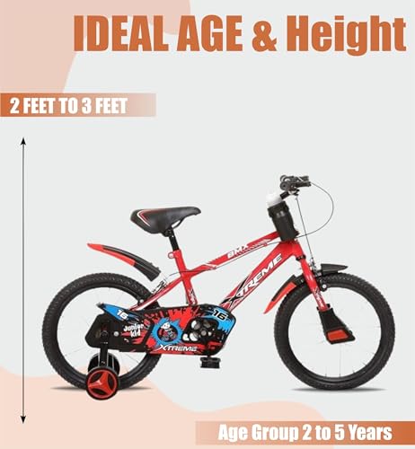 Image of JUNIOR KID 16 Inch JKX Series Kids Rigid Cycle for Boys & Girls 4 to 7 Years with Training Wheel Red