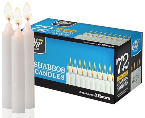 Ohr Candles Shabbat Candles - Traditional Shabbos Candles - 3 Hr. - 72 Ct.