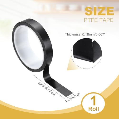 Image of PATIKIL High Temperature PTFE Tape 9 /16 Inch x 33 Feet, PTFE Coated Fiberglass Adhesive Tape for Vacuum Sealer Machines Hand-Impulse Sealers Insulation, Black