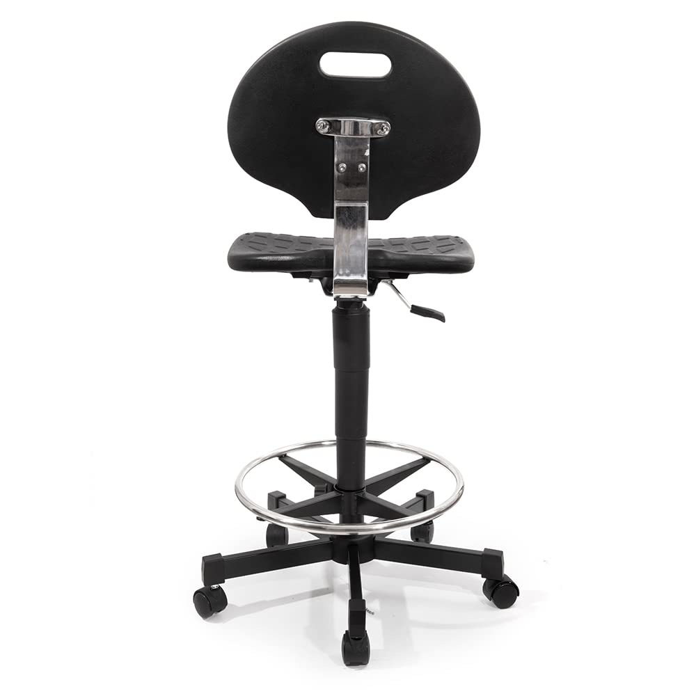 Silla de trabajo de altura alta, 52 cm~80 cm, altura regulable, poliuretano, con anillo para el pie