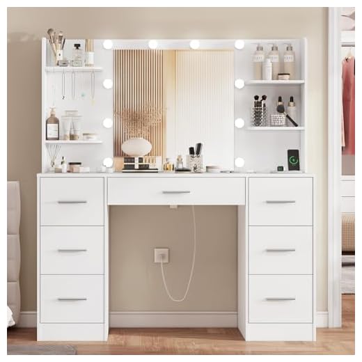 usikey Große Schminktisch mit verstellbaren LED-Beleuchtung