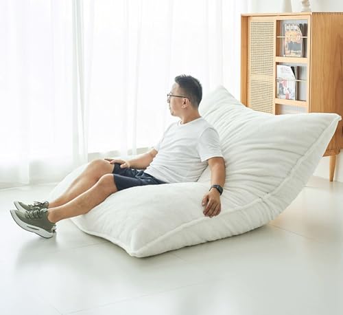 Silla Gigante Grande Puff XXL Silla para Interior y Exterior Bean-Bag de Sala de Estar Balcón Jardín Bolsa de Frijoles Puf Niños y Adultos Off white,140 * 180CM