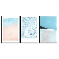 3 Piece Framed Canvas Wall Art Blue Ocean Canvas Prints Home Artwork Decoration for Living Room,Bedroom - 16