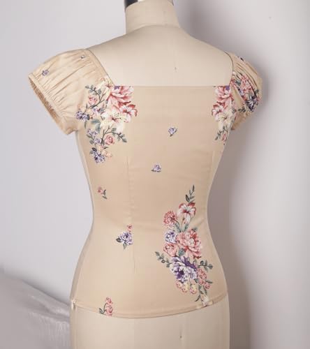 Image of YARN & INK Women's Rockabilly Tops 1950s Pinup Shirt Casual Off Shoulder Vintage Blouse