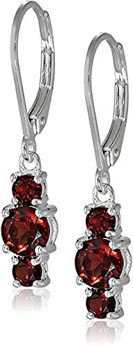 Sterling Silver Genuine and Created Gemstone Three Stone Birthstone Leverback Dangle Earrings gift for her