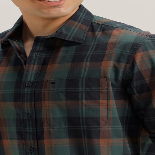 Image of BASICS 100% Cotton Checked Shirt for Men | Slim Fit | Everyday Smart Casual Wear | Full Sleeve
