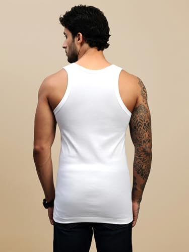 Image of Lux Nitro Ultima Men's Premium Cotton Vest| Feather-Soft, Breath-Light, Moisture-Absorbent Vest for Daily Comfort - White (Pack of 3)
