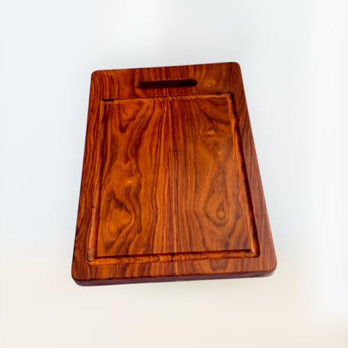 Image of Hutson Sheesham Wood Cutting Board 15 Inch with Handle & Juice Groove - Wooden Chopping Board for Kitchen, Meat, Vegetables, Charcuterie & Serving Board