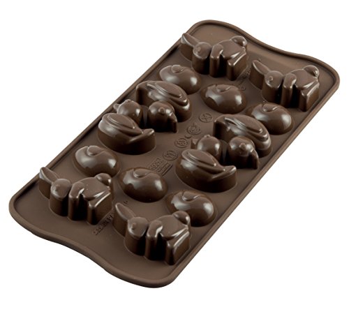 silikomart | SCG05 Moule en silicone pour chocolats de Pâques, antiadhésif, moule à canard, lapin et oeufs de Pâques, Lot de 1 Moule à gâteau, Easy Choc,...