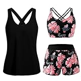 Fashion 3-teiliger Tankini Set Damen (DE/NL/SE/PL, Alphanumerisch, XL, Regular, Regular)