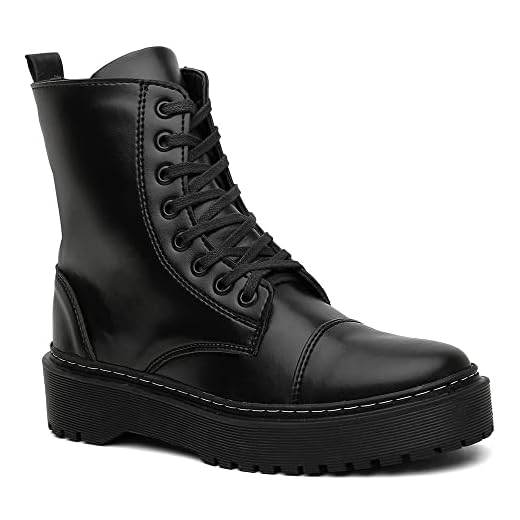 Bota Coturno Casual Feminino com Cadarço Sola Alta em Borracha