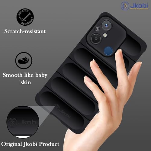 Image of Jkobi Back Cover Case for Xiaomi Redmi 12C (Matte Liquid Silicone | Micro-Fiber Cloth Inside | Camera Protection | Shockproof | Black)