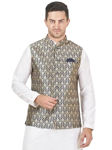 Image of Badoliya & Sons Men's Brocade Zari Nehru Jacket /Waist Coat