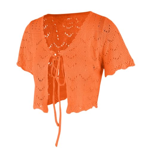 Cárdigan de ganchillo para mujer corto calado protector solar top 6