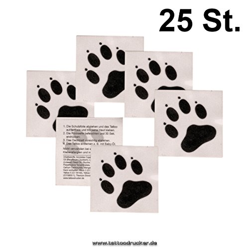 Kleine Pfoten Tattoos - Tatzen in Schwarz - Temporary Body Tattoo (25 x Pfoten)