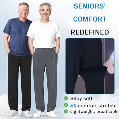 Denimblack Pants for Men Women, Super Stretch Ice Silk Comfort Everyday Pants, Slim Fit Lightweight Straight2