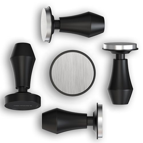 Image of Normcore Coffee Tamper 57mm, Spring-loaded Tamper V4, Barista Espresso Tamper Flat Base with 15lb / 25lb / 30lbs Springs, Anodized Aluminum Handle and Stand, Fits Ascaso Lelit 57mm portafilters
