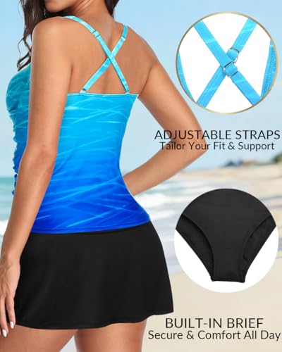 Image of Talisea Womens Tankini Bathing Suits with Skirt Two Piece Tummy Control Swimsuits Ladies Swimwear