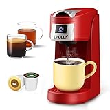 CHULUX Single Serve Coffee Maker for K Cup, One Button Easy Coffee Machine for Office, RV, Travel and Dorm, Red