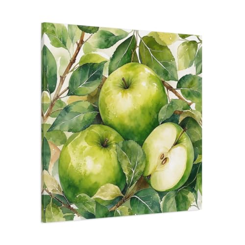 Toile pommes vertes nature grand format pour illuminer votre coin repas matinal