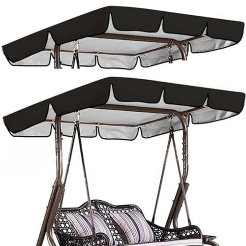 Toldo para columpio de exterior para columpio Hollywood de 3 plazas, impermeable, tela Oxford 600D, protección UV, color negro (77 x 49 x 5.9 pulgadas)