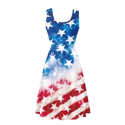Image of Dreaweet Casual Sleeveless Dresses for Women Girls, Round Neck Tank Dresses with Pockets Summer Sundress Size XS-4XL