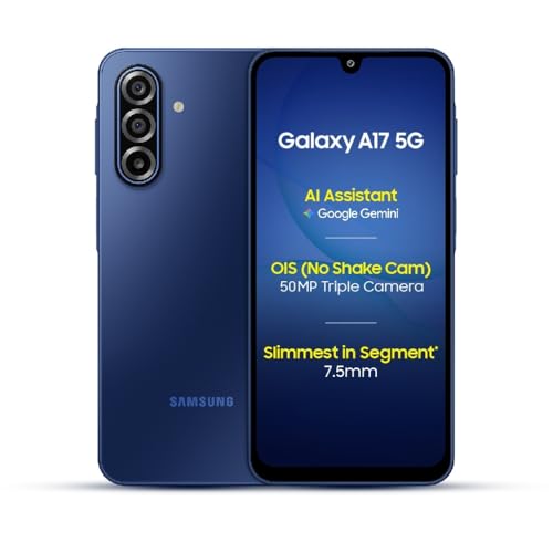 Samsung Galaxy A17 5G (Blue, 8GB RAM, 256GB Storage) | with Travel Adapter | 50 MP No Shake Camera | Gemini Live | Circle to Search | Super AMOLED | Corning Gorilla Glass Victus | 7.5mm Sleek | AI