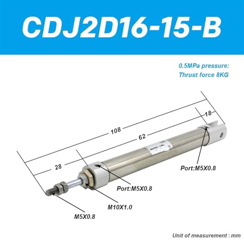 Vérin pneumatique CDJ2D16 à double effet pour automatisme industriel - 3