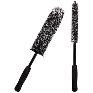 2 Pcs Car Wheel Brushes Wheel and Rim Cleaning Brush Long Handle Vehicle Wheel Brushes Kit Microfiber Wheel Hub Brushes Different Size Car Detailing Brushes Set Bendable Car Tire Brush