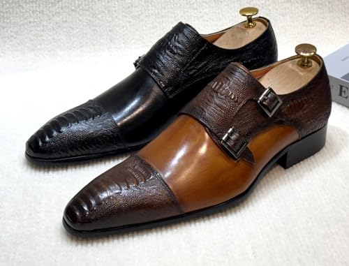 Santimon Men’s Casual Shoes Double Monk Strap Loafers – Leather Dress Mocasines for Business, Wedding & Formal Events3