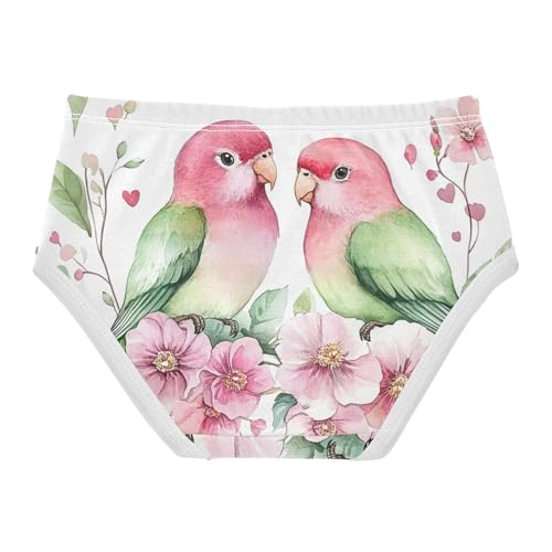 Cute Green Pink Lovebirds Flowers Girl Panties Cute Toddler Girls Underwear Cotton Stylish Briefs Kids Undies 2t2