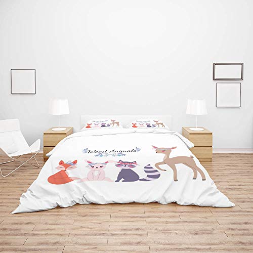 Parure de lit simple 3 pièces motif animal mignon ultra doux - 4