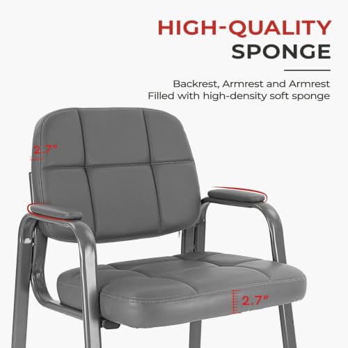 Image of CLATINA Classic Reception Chair with Padded Armrests and Sturdy Steel Frame, Ergonomic Guest Chair for Office Conference Waiting Meeting Room, Grey (8 Pack)