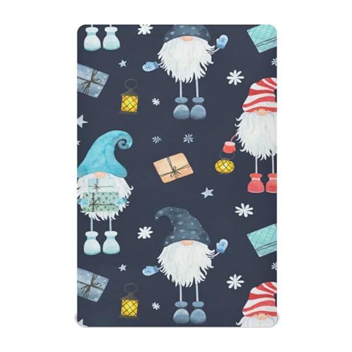 Moudou Christmas Gnome Playard Sheet for Boy Girls, Soft Breathable Fitted Toddler Sheet for Standard Playard Bed Mattress, 39 x 27 x 5 Inch