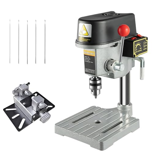 Mini Taladro De Columna, Taladro De Banco De 340 W, Ajuste De 6 Velocidades, Altura Del Cabezal Ajustable - Herramienta De ReparacióN De Bancos De Trabajo Para Joyeros Y Aficionados,0.6-6.5MM