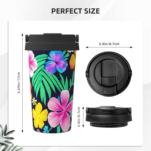 Mug de voyage acier inoxydable isotherme double paroi à fleurs