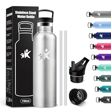 KollyKolla Borraccia Termica 750ml, Borraccia con CannucciaBorraccia con Cannuccia, senza BPA, Bottiglia Acciaio Inox, Isolamento Termico a Doppia Parete, senza Perdite, per Lavoro, Viaggio, Gym