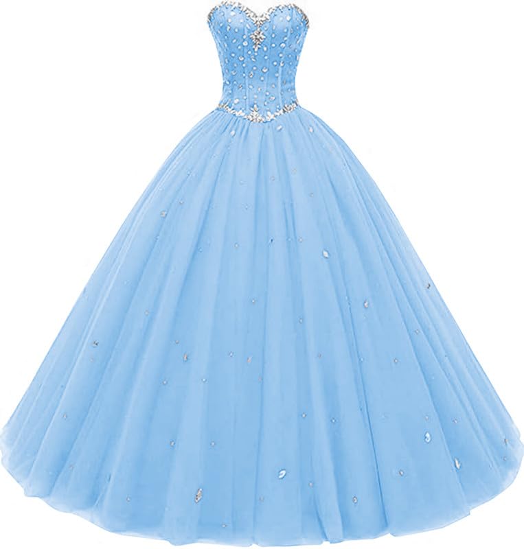 Image of Likedpage Women's Sweetheart Ball Gown Tulle Quinceanera Dresses Prom Dress