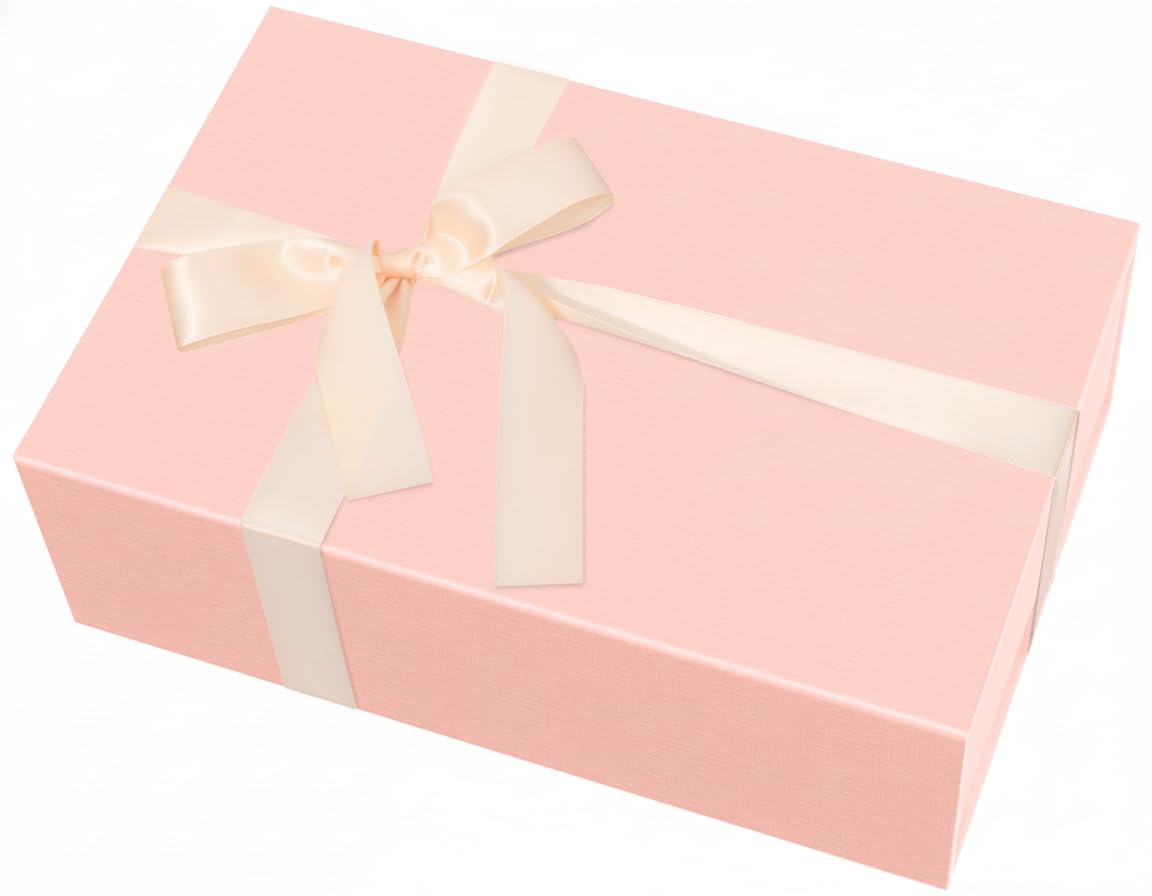Rinrda Large Pink Gift Box,13.75"x9"x4.5", Gift Boxes with Magnetic Lids for Presents Closure Gift Packing for Birthday,Christmas, Halloween,Wedding,