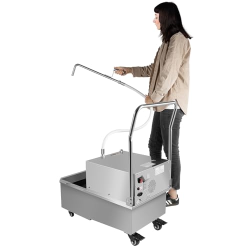 14.5 Gal Commercial Mobile Fryer Filter Machine/Oil Filter Truck Cart, 550W Deep Fryer Oil Frying Separator with Wheels Deep Fryer Filter, Oil Pump Flow 32L/min for Supermarket Restaurant Canteen