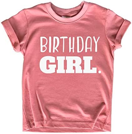 Birthday Girl Shirt Girls Birthday tee Outfit Toddler Baby 1st 2nd 3rd 4th 5th 6th 7th (White on Mauve, 6 Years)