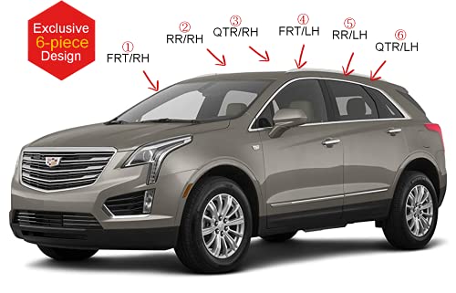 Autoclover Chrome Side Window Vent Visor 6 Piece Set For Cadillac Xt5 2016 2017 2018 2019 2020 2021 2022 2023 / Safe Rain Out-Channel Guard Deflector #TOP2