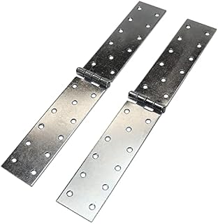 LOGOK2K Cotarba Silver Folding Flip Hinge Alloy Backflap Galvanized Hinge Metal Heavy Duty Zinc Strap Tee Hinges Gate Connector Doors Box Shed Anti Rust Fence Thick Pair 300 x 45 mm ( 11.8''x1.7'' )