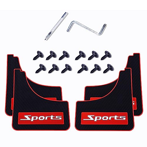 Image of 4 Pairs of Mud Flaps Safety Warning Reflective Devices for Car Splash Prevention Device Front and Rear Universal for Car Rubber (Sports)