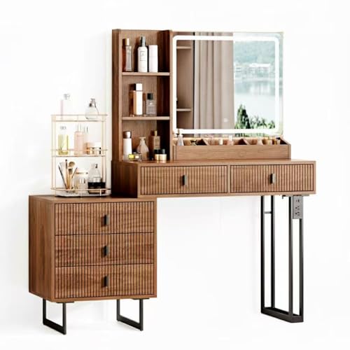 Large Vanity Desk with Touch Screen Mirror