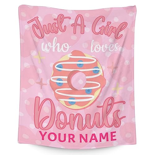 Girls Blanket - 40"x50" Cute Donut Throw Blanket Gifts for Girls - Personalized Pink Soft Fuzzy Doughnut Blanket for Couch & Living Room