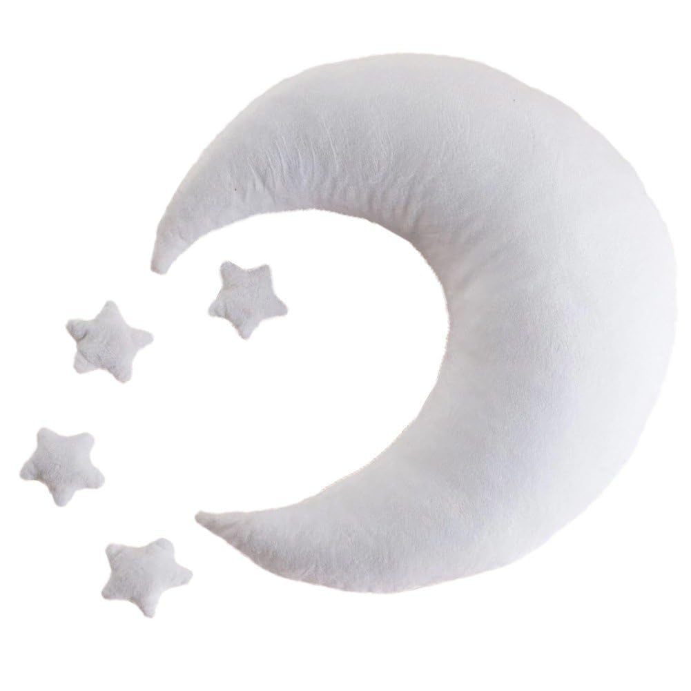 Sanfly White Newborn Photography Props Moon Star Posing Aid Pillow Set Posing Beans Bag Cushion Baby Photo Props Accessories