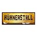 Produktbild trendaffe - Huhn Metallschild mit Stall Motiv und Spruch: Hühnerstall Hahn Henne Feder Eier