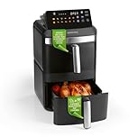 GOURMETmaxx FryUp XL vertikale Doppelkammer Heißluftfritteuse - 12 L | Airfryer mit 9,6 Zoll Multi-Colour LED-Touchdisplay & 12 Programmen | Heißluftfritteuse 2 Kammern | SYNC- & MATCH-Funktion