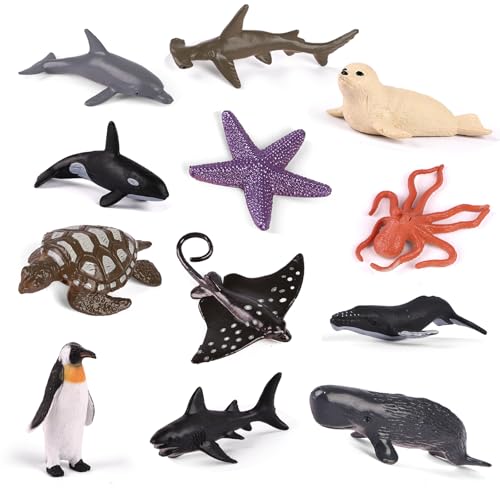 Maxmoc 12PCS Sea Animal Toys Set Plastic Animals Toys